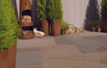 Load image into gallery viewer, Bradstone Blended Natural Indian Sandstone Patio Pack in Rustic Buff