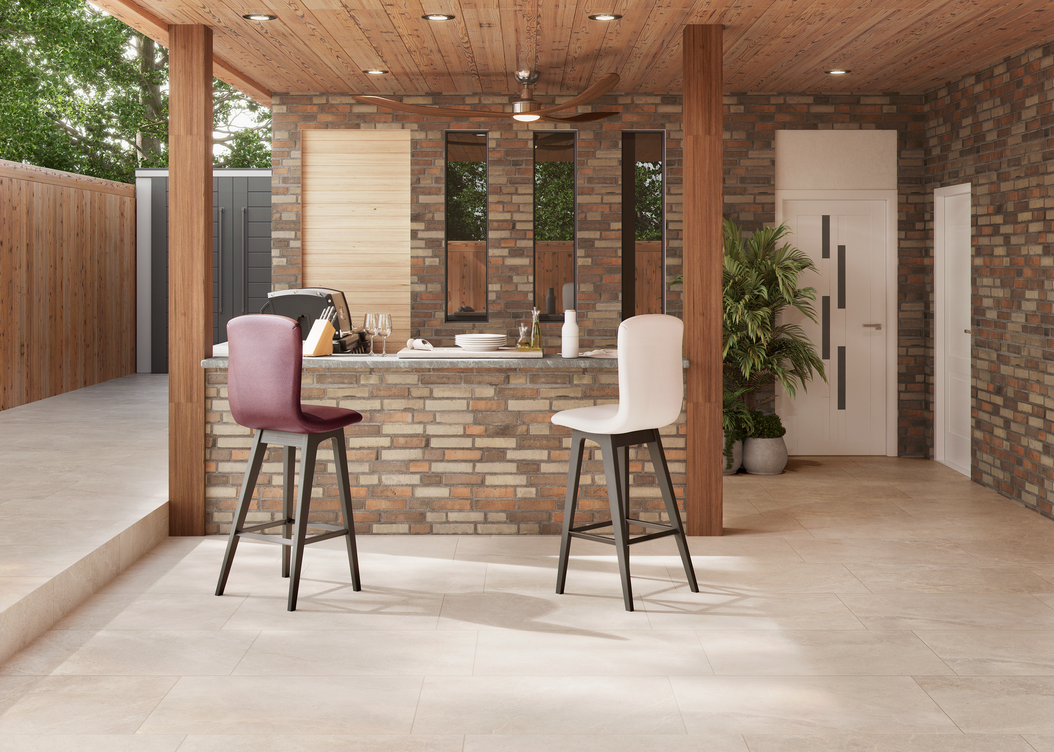 Bradstone Vala Porcelain Paving Slabs In Sand | Slade's Garden and ...