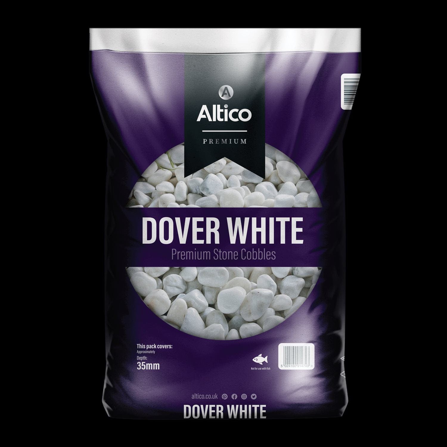 Dover White 50–70mm Cobbles - pallets of 50 bags